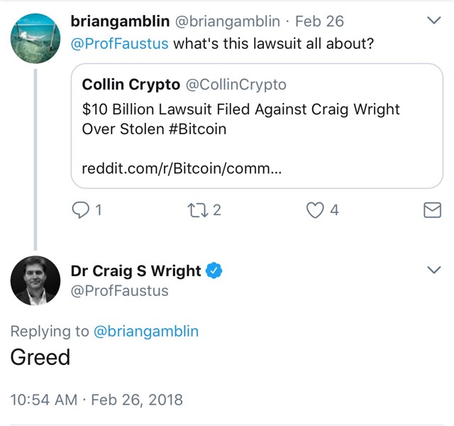 Craig “Satoshi” Wright Sued for Billions