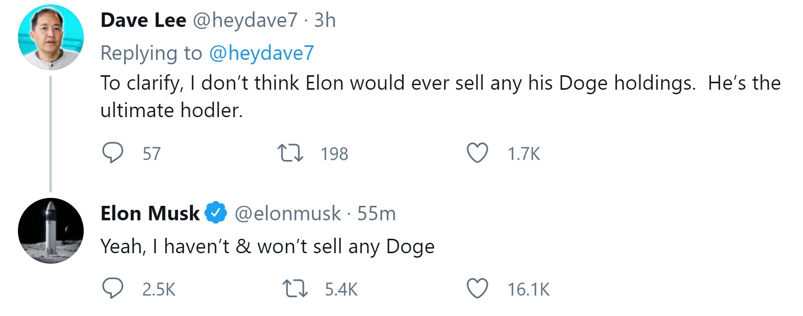 Elon Musk Says He Won't Sell Any Dogecoin, Admits He's the 'Ultimate Hodler'